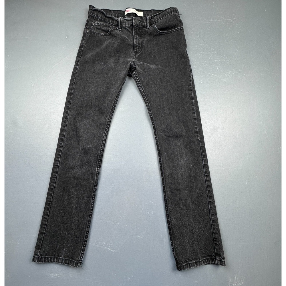 Levi's Premium Middy Straight Jeans Women's 28 Black Washed Grey Raw Hem Denim